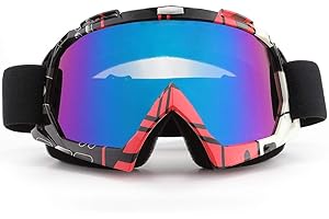 SPOSUNE Motorcycle Goggles, ATV Dirt Bike Off Road Racing MX Riding Goggle Anti-Scratch Dustproof Bendable UV400 Eyewear Padded Soft Thick Foam,Adjustable Strap Adults' Cycling Motocross