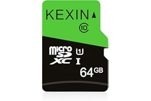 KEXIN Tarjeta Memoria de 64GB MicroSDXC Clase 10 TF Tarjeta Micro SD Ultra Externa Tarjeta de Memoria para Móvil,Tableta, Cámara y Drones[64GB,U1, C10]