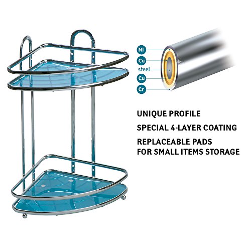 Tatkraft Kaiser mini Eckregal Zweireihig für Badezimmer 23X18X33.5H cm Stahl Verchromt - 2