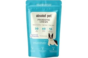 Absolut Pet Dog Supplement for Gut Health, Probiotics for Dogs That Reduces Scratching & Paw-Licking (30 Chews)