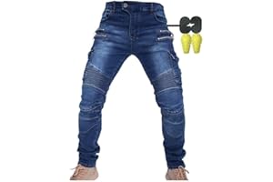 CBBI-WCCI Mens Motorcycle Jeans Motorbike Pants for Men Biker Pants Protective Motorcycle Trousers with 4X Protect Pads (Blue, L= 32W / 32L)