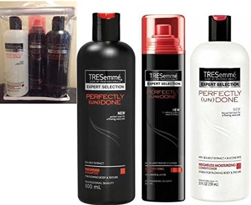 Tresemme Perfectly Undone GIFT SET Shampoo + Conditioner + Defining Spray - All supplied in transparant toiletries bag with piped edges