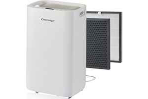 Greenmigo Deumidificatore e Purificatore d'aria 20L,Fino a 65 m2,Display Digitale,Scarico Continuo,Serbatoio Estraibile 4.5 Litri,Timer 24 Ore,Ionizzatore,Filtro HEPA e Carbone Attivo 2in1(ALPHA-Q20)