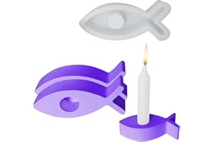 DREAKU Silikon Gießform Kerzenhalter, Silikonform Fisch, 2 Stück Silikonformen Gießformen Kerzen, DIY Fisch Silikonform Kerzenhalter Epoxidharz Form für Kommunion Deko Konfirmation Taufe Geschenk (2PCS)