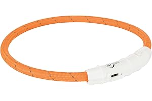 TRIXIE Świecąca obroża dla psów XS-S pomarańczowa – świecąca obroża dla psa, idealna na spacery w ciemności – możliwość ładowania i indywidualnej regulacji – 12703