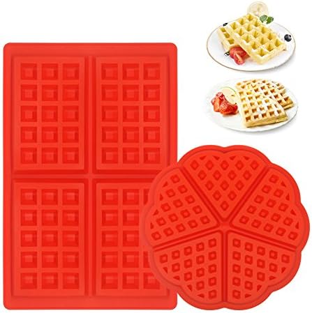 Alintor Silicone Waffle Shaped Molds &amp; Heart Shaped Muffin Maker Set in Kitchen, Cake Chocolate Molds, 2Pcs Set