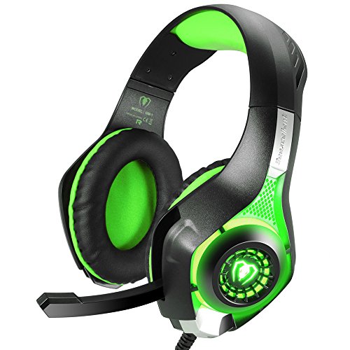 Samoleus Gaming Headset für PS4 PC Xbox One, 3.5 mm Stereo Gaming LED Licht Over Ear Kopfhörer mit Mikrofon für Computer Mac Nintendo Switch Tablet mit Noise Cancelling & Lautstärkeregelung (Grün) Samoleus Gaming Headset für PS4 PC Xbox One, 3.5 mm Stereo Gaming LED Licht Over Ear Kopfhörer mit Mikrofon für Computer Mac Nintendo Switch Tablet mit Noise Cancelling & Lautstärkeregelung (Grün)