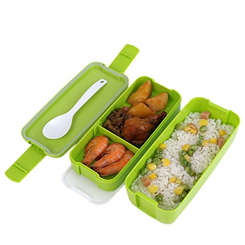 Lunch Box/Bento Box,MACDIAZ Mikrowellen Lunchboxen für Kinder geeignet 2 Ebenen für Essen Behälter werden aufeinander gesteckt - 8