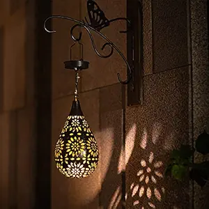 Epyz Hanging Solar Lights Outdoor Garden Boho LED Flower Waterproof Decorative Metal Light for Porch Garden Outdoor (1 Pack)