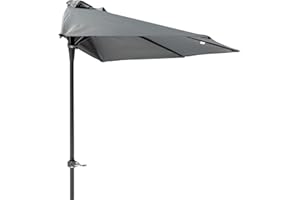MaxxGarden Sombrilla Semicircular Ø 270 cm - Parasol para Pared de Jardín con Manivela y Mástil de Aluminio de Ø38 mm – para Terraza, Balcón – Base no incluida - Negro