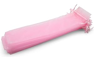 OLILLY 50 fundas rosas de organza, tamaño 26 cm x 6 cm, ideal para objetos largos (abanicos, bolígrafos, etc.) (rosa)