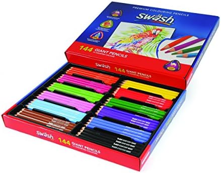 Artze Wall Art GTPCP144 Swash Komfigrip Giant Colouring Pencils 144-Pieces, Assorted Colour