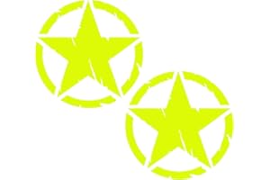 Pimastickerslab Kit Adesivi 4x4 off Road Stella Militare US Army Scegli Colore e Misura -cod. 1653- (029 Giallo Fluo, Diametro 15 CM)