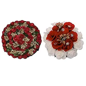 Maahal? Full Juda Bun Hair Flower Gajra combo for Wedding and Parties Pack of 2