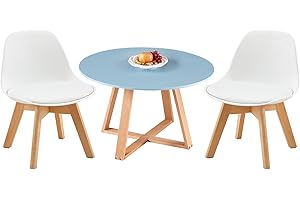 LuxNook Ensemble Table et 2 chaises pour Enfants 3 en 1, Ensemble de sièges pour Enfants en Bois de hêtre, Petite Table carrée Qui stimule la créativité et l'apprentissage,Bleu+Blanc