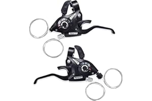 Qiwenr Palanca de Cambios Bicicleta,Velocidad del Cambio de la Bicicleta 3x7 con Cable de Freno,Lndicador de Marcha Desviador de Cambio Bicicleta Izquierda Derecha para la Bici de montaña de MTB