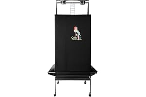 Colorday Good Night Bird Cage Cover for Large Bird Cage with Play Top,Black 68"
