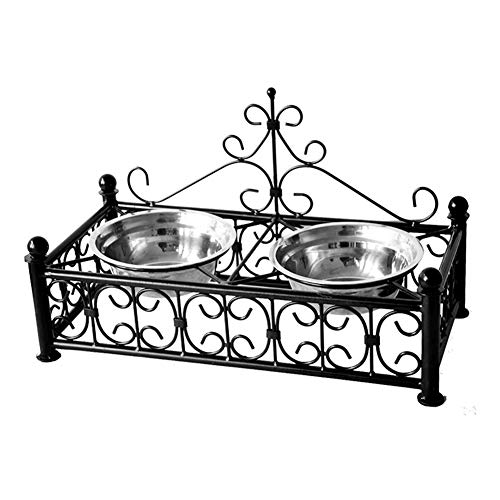 fbartl - Soporte para alimentación de Perro (Hierro Forjado, con Doble comedero)