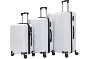 HOMEROKK PARIS Lot de 3 Valises 20"/24"/28" I Coque Rigide en ABS I Serrure à Code I 4 Roues à 360° I (Blanc)