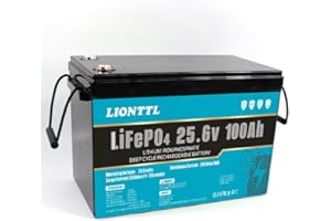 GENERIC 24V(25.6V) 100Ah LiFePO4 Battery, 5000+ Deep Cycle,Rechargeable Lithium Ion Phosphate Leisure Battery with BMS,for Trolling Motor, Kids Scooters, Power Wheels, Fish finder,Outdoor Camping