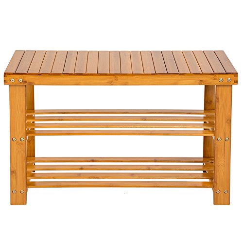 TecTake Schuhregal mit Sitzfläche Sitzbank aus Bambus Holz 70x28x45,5 cm - 3