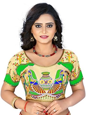 Veerat Fashion Indian Pakistani Designer Heavy Banglori Cotton Silk Green Readymade Blouse For Sarees