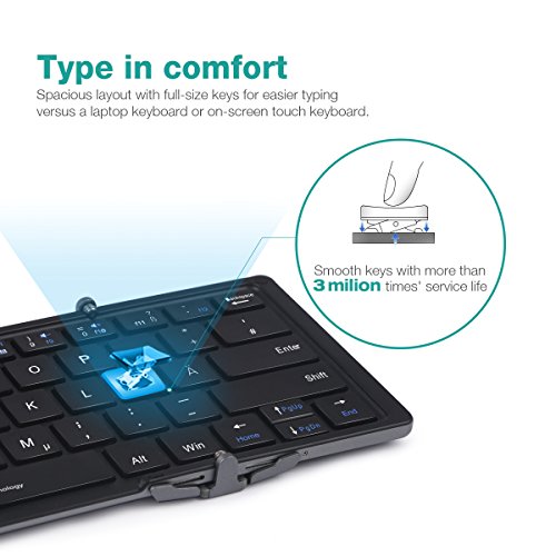 EC Technology faltbare Bluetooth Tastatur mit QWERTZ Tastaturlayout Wireless Tastatur für Windows PC/ Tablet/ Smartphone - 6
