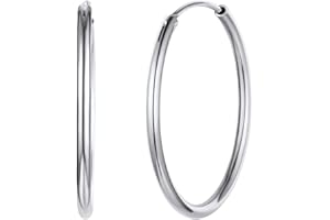 ChicSilver Orecchini Cerchio Argento 925 Donna a Clip, 15/20/ 30/50/ 70mm, Argento/Oro/Rosa， Orecchini da Donna