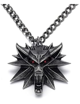 fsmiling Wolf Medaillon Anhänger Halskette für Männer Jungen