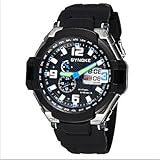 Fenkoo Herren Armbanduhr Japanischer Quartz LCD / Kalender / Wasserdicht / Duale Zeitzonen / Alarm / leuchtend Caucho Band Schwarz Marke-