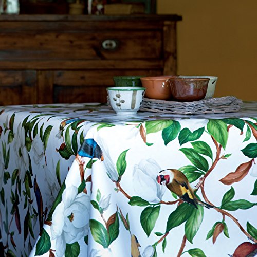 Wachstuch Wachstischdecke Tischdecke abwaschbar Vögel im Blumen Rund 140cm