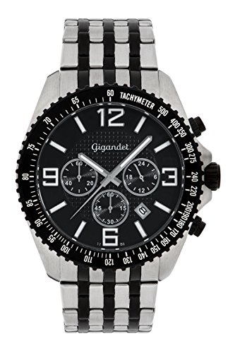Gigandet Quarz Herren-Armbanduhr Fast Track Chronograph Uhr Datum Analog Edelstahlarmband Schwarz Silber G12-003 Gigandet Quarz Herren-Armbanduhr Fast Track Chronograph Uhr Datum Analog Edelstahlarmband Schwarz Silber G12-003