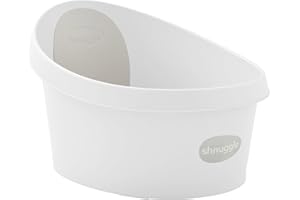 Shnuggle Toddler Bath Tub | Larger Bath for Bigger Kids at Bathtime | Includes Warm and Soft Foam backrest | Grippy Anti-Slip Surface | Includes Easy Drain Bath Plug | White with Light Grey Backrest