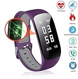 Slim Touch Wasserdicht Fitness Armbänder mit Pulsmesser,Smart Fitness Tracker mit Herzfrequenzmesser, Schrittzähler, Schlaf-Monitor, Aktivitätstracker,Anrufen / SMS, für Android iOS Smartphone
