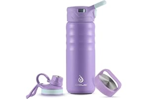 IDEUS Vacuum Insulated Water Bottle, 18 Oz (540 ml) Stainless Steel Double Wall Flask Metal Sports Canteen with Leak-Proof Screw Cap (Violet)