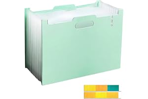 CHUANFU 13 fack dokumentmapp A4, PP fackmapp A4 med färgetiketter, mappsystem bärbar vattentät, dragspelsdesign, fack organis