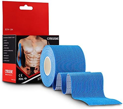 Kinesiology Tape Therapeutic Sports Tape Elastic Muscle Support Tape Uncut 5cm x 5m Water Resistant Muscle Support Adhesive for Knee Shoulder Ankle Boost Recovery Instructional Guide Included-Blue