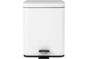 Beldray Mülleimer mit zwei Fächern – Rechteckiger Mülleimer, 5 Liter, Herausnehmbare Inneneimer, Fußpedal, Großer Abfalleimer, Für Büro, Bad, Schlafzimmer, Weiß