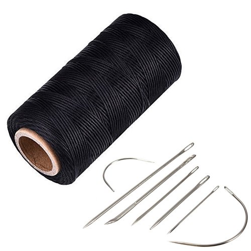 YCNK 260 Meter 1mm 150D Leder gewachst Wachs Thread Cord Handwerk für DIY Leder Hand Stitching Stitching (schwarz)
