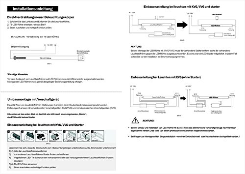 OUBO Leuchtstoffröhre 90cm T8 / G13 LEDtube LED Röhre Leuchtstofflampe T8-Leuchtstofflampen, Sockel G13, inkl. LED Starter, 15 Watt, Neutralweiß 4000K, 1000 Lumen - 9