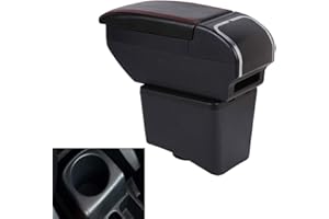 YJYWZH Para Polo 2010-2017 Apoyabrazos Caja Doble Capa Consolas Central de Almacenamiento con Portavasos Negro