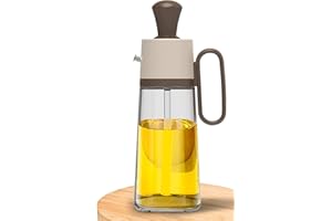 MORGIANA Bouteilles en Verre à Huile 2 en 1 avec Pinceau en Silicone, Vaporisateur d'huile d'olive pour Cuisine, pâtisserie, Barbecue (Marron)