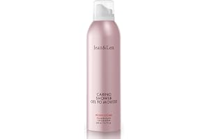 Jean & Len Vårdande duschmusse pion och litchi med mandel, jojoba- och babassuolja, för doftande rengöring, normal hud, duschmousse, vegansk, paraben- och silikonfri, 200 ml