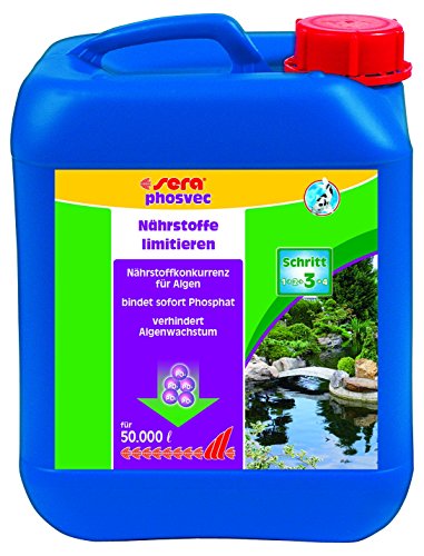 sera 07463 pond phosvec 5 Liter für 50.000 Liter - Schützt vor Algen - schneller, schonender und dauerhafter Phosphatbinder