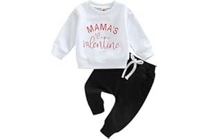 Xeadoffubio Newborn Toddler Baby Boy Valentine's Clothes Crewneck Sweatshirt Jogger Pants my first Valentine's Day Outfits Letter Print Toddler Boys Casual Pants Suit