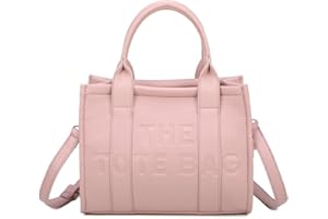 LeahWard Ladies Small Tote Bag, Embossed Text Design, Detachable Shoulder Strap