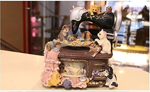 Sewing machine cat cartoon retro music box music box to send girls to child bestie children's Christmas gift