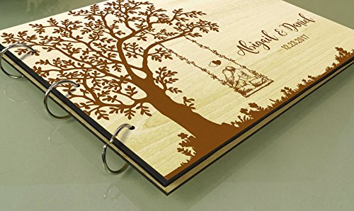 Personalisierte Hochzeit Baum Gästebuch Holz Gravierte Custom Braut Und Bräutigam Name Einklebebuch Geschenk - 5
