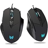 Gaming Mouse Wired,Comfortable Computer USB Optical Mouse Ergonomic,Breathing Colorful LED Light,4 Adjustable DPI(1200/1600/2