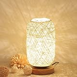 Größe: wie abgebildet Schlafzimmer Nachtdekoration dimmbar LED Nachtlicht Massivholz Schnur Takraw Ball Tischlampe Ball kleine Tischlampe Beige USB-Stecker-Taste + LED-Lichtquelle